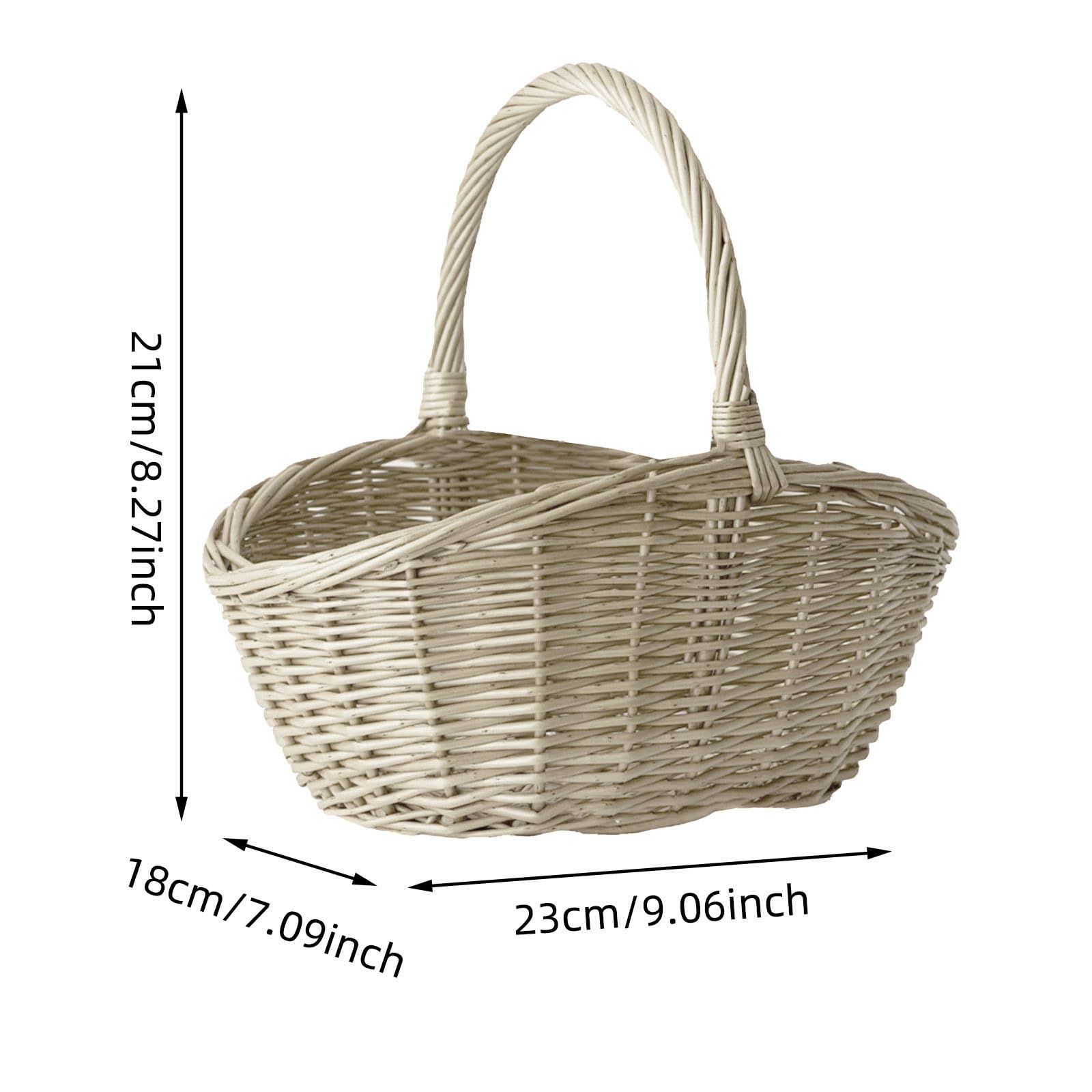 Générique Panier en Osier Naturel de Grande Capacité, Panier de RéColte Pastoral Tissé Conteneur Portable avec PoignéE pour Pique-Nique, Jardin, Cadeaux