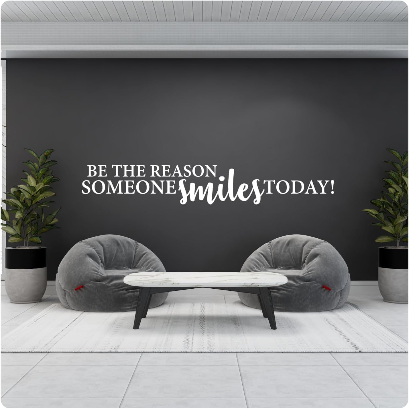 Be The Reason Someone Smiles Today Inspirational Wall Decal Vinyl Sticker Quote Wall Art for Motivation Positivity Encouragement Home Office Classroom Decor (Black, 36x5 inches)