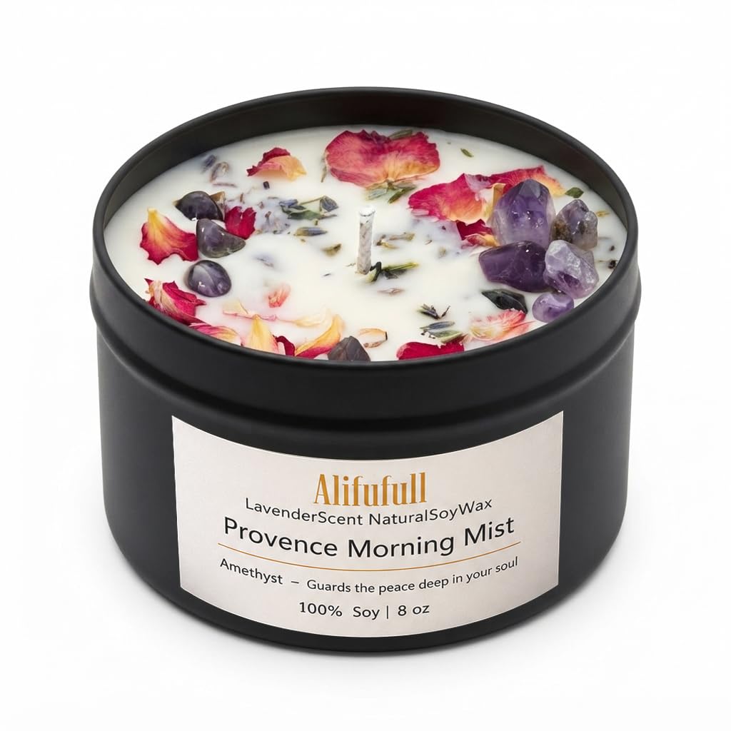 Lavender Crystal Infused Aromatherapy Candle