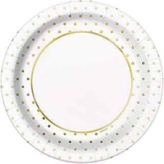 Unique Foil Dots Round Dinner Paper Plates - 9
