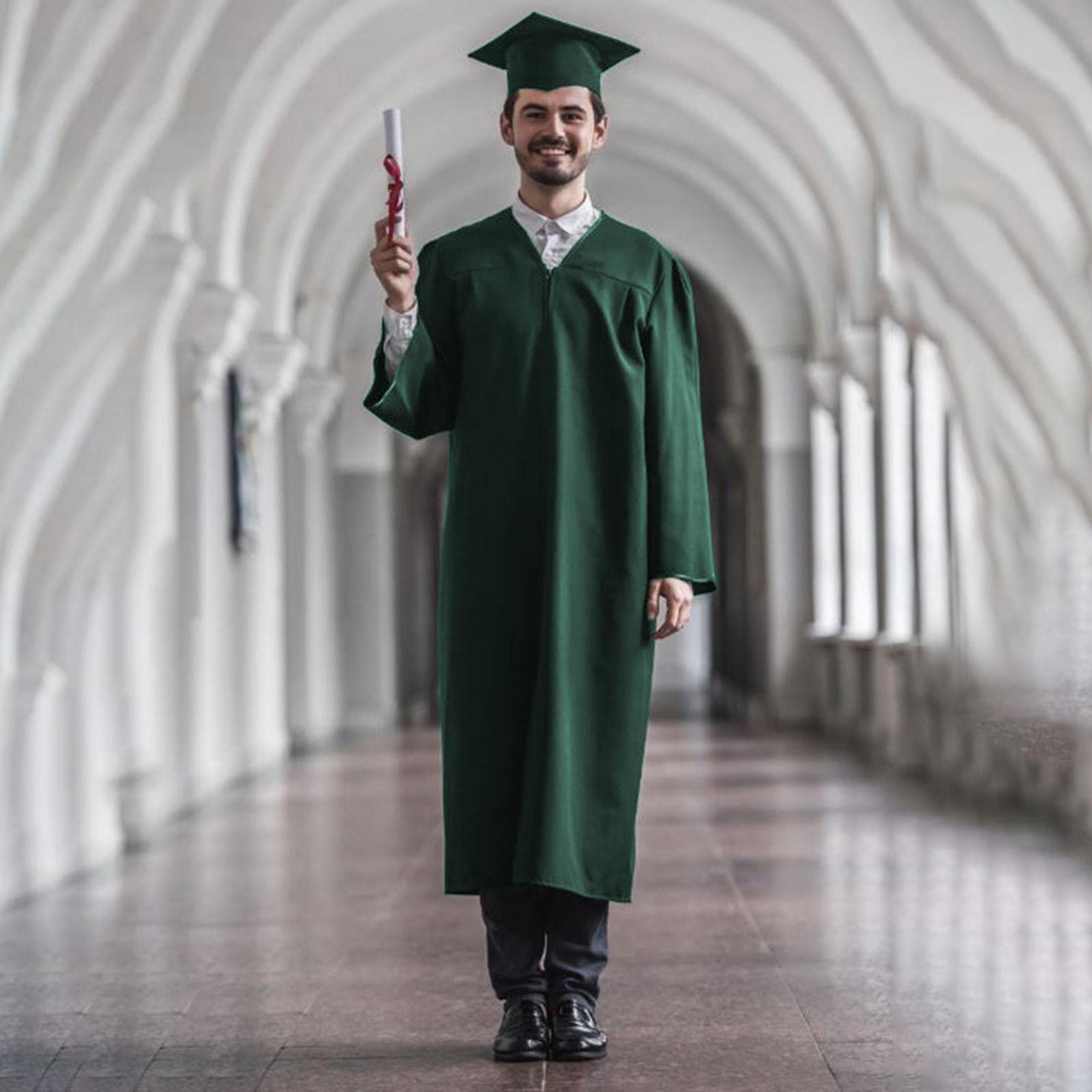 green emerald velvet dress Toga and Diploma Prom Long Sleeve Academic Garment Tassel for Secondary  School and University Ceremony : Amazon.de: Fashion