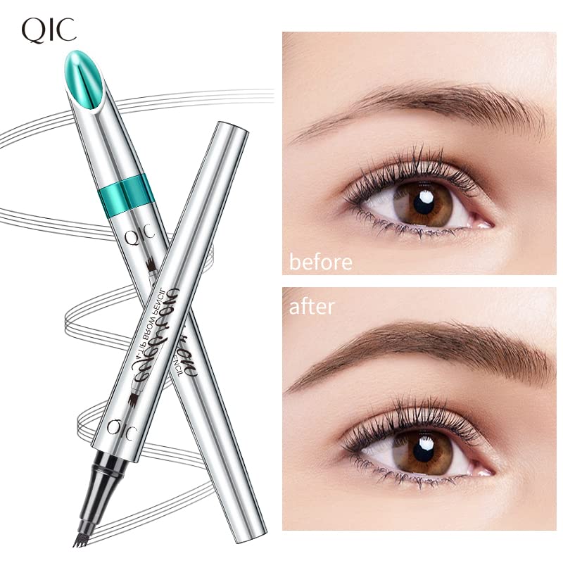 Miniatura 8 de Q703 Lápiz capacitivo de cejas de precisión impermeable para cejas naturales y duraderas, 4 puntas (2# marrón oscuro)