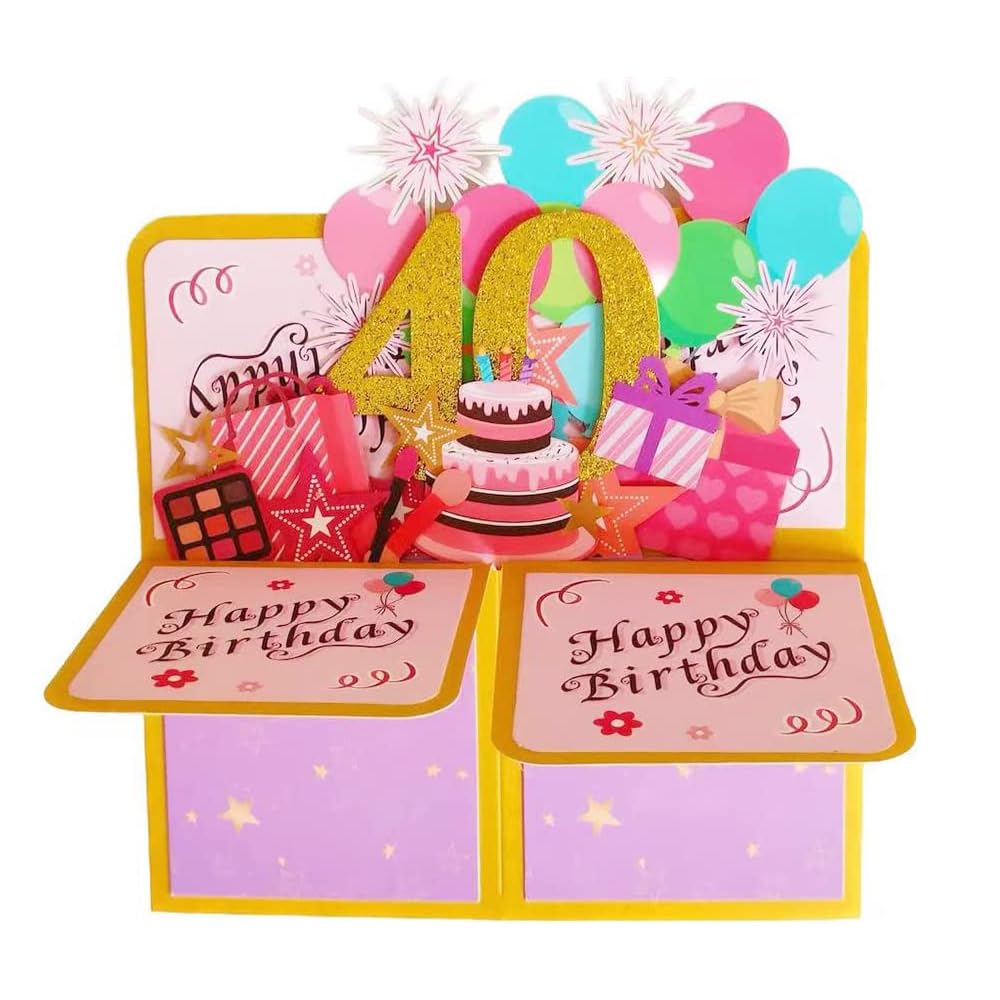 Geburtstagskarte Zum 40. Für Frauen – Mit Konfetti-Design, 21,7x15,3 Cm, Nachhaltig, Inkl. Umschlag