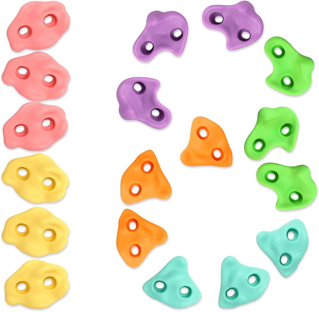 TOPNEW 18PCS Climbing Holds for Kids, Rock Wall Climbing Kit with Hardware for Indoor and Outdoor Climbing Wall, Soft Color 18pcs Soft Color