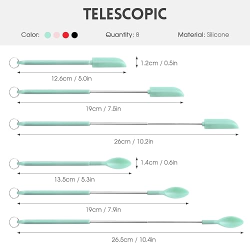 Miniatura 2 de Mini espátula de silicona 8 piezas juego de raspadores de goma pequeños para maquillaje tarro delgado para cocina cuchara pequeña flexible para