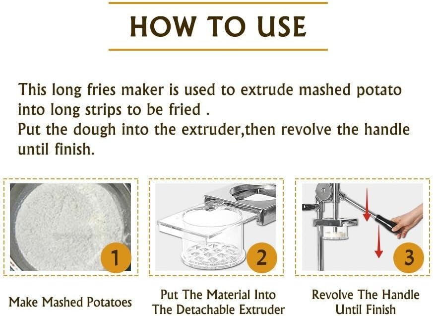 Potato Chips Squeezers, Manual Long Potato Chip Maker, French Fries Cutter Slicers, Machine Stainless Steel