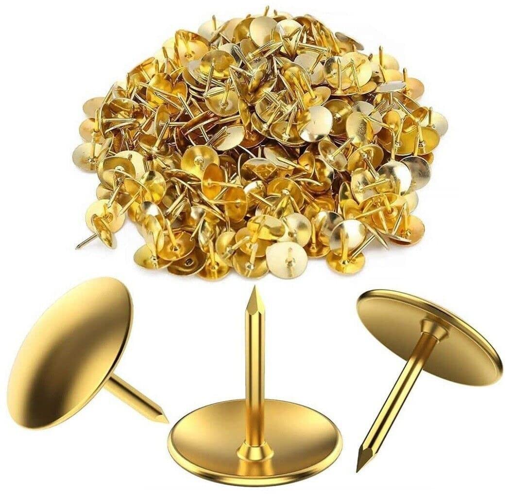 Orbitron Gold 300 Brass Drawing Pins - Strong Head Push Cork Board Thumb Tacks Boxed