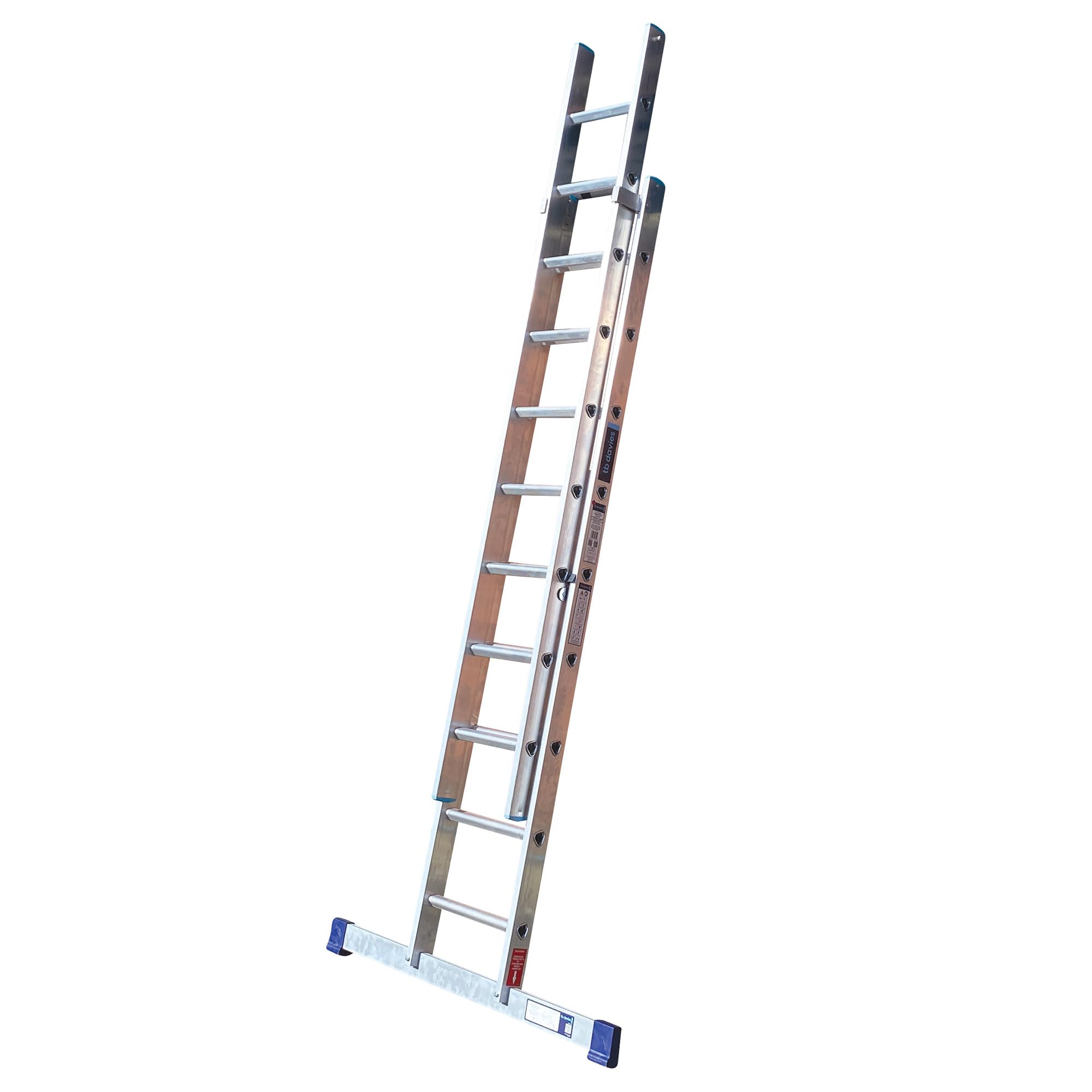TRADE Double Extension Ladder, 2.5 Meter / 8.20 Feet, Extends To 4.0 Meters / 13.12 Feet, Comfort D-shaped Rungs, 3-Year Warranty, EN131 Professional