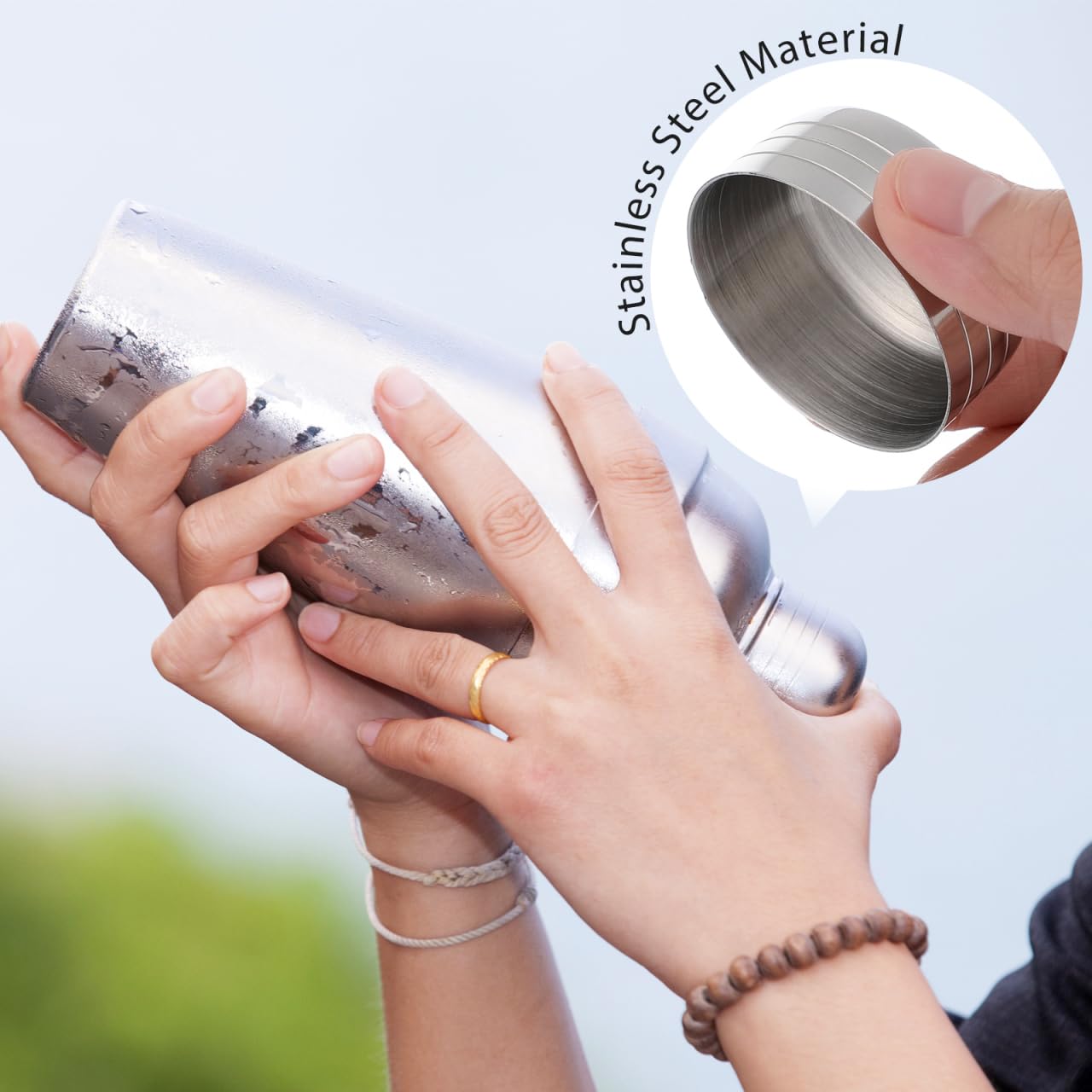 Tapa Shaker Acero Inoxidable Salpicaduras Accesorio Tapón Coctelera para Taza Adaptada Bares Salones de Té y Uso Doméstico