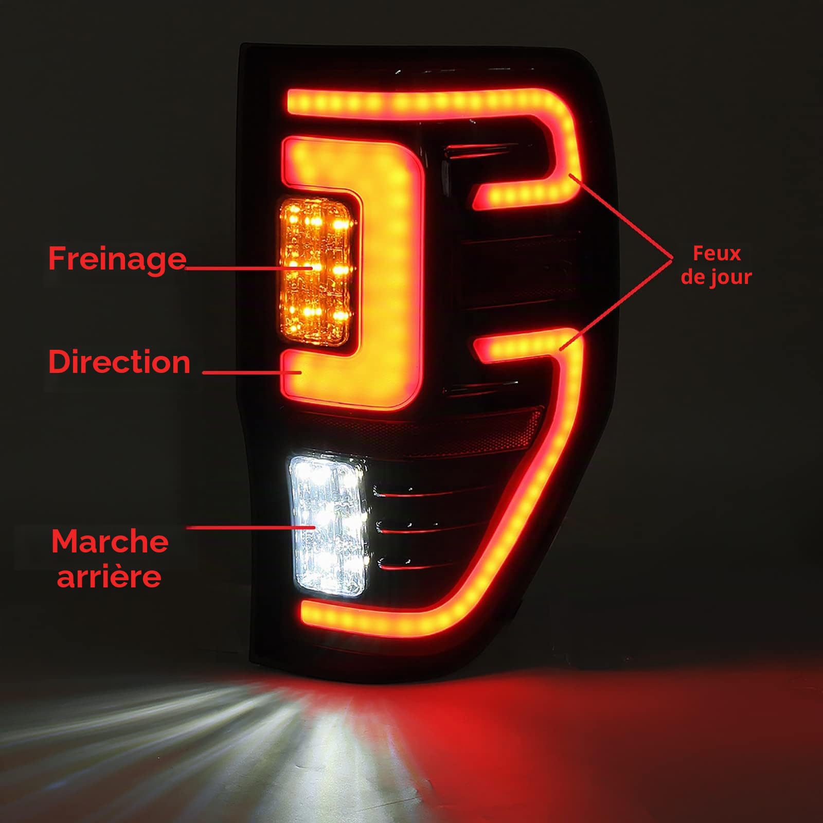 Feu Arrière pour Ford Ranger Raptor T6 T7 PX XL XLT MK1 MK2 2012-2019 LED Lumière De Voiture Feu De Frein Arrière Feu Arrière 1 Paire