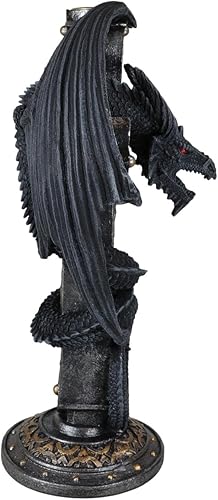 Miniatura 5 de Ebros Gift Fantasía medieval Bahamut Demon Guardian Altar Drake Dragón Enrollado En Celta Nudo Cruz Crucifijo Taper Candleholder Desktop Figurine