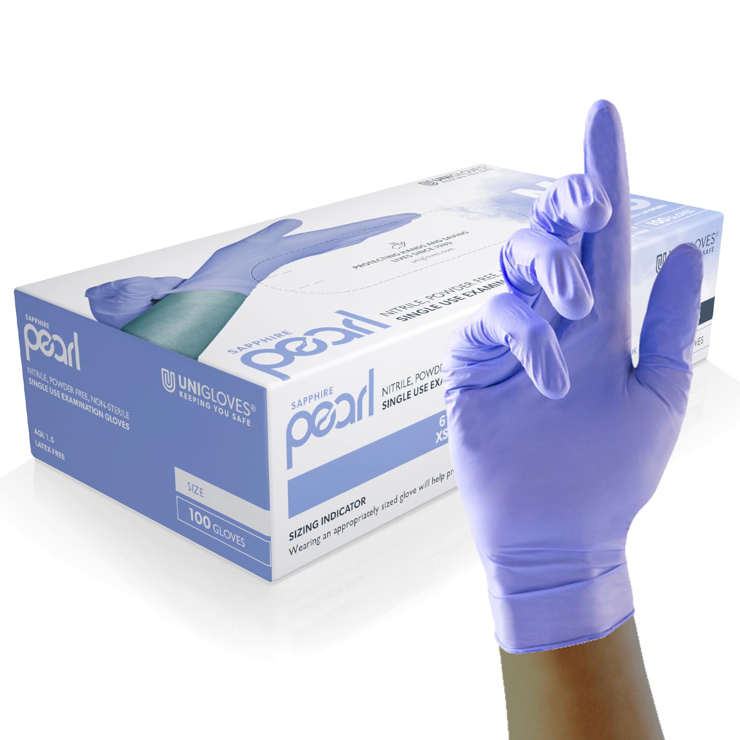 Unigloves Sapphire Pearl Nitrile Examination Gloves