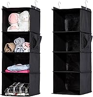 Vista 7 de 4-Shelf Hanging Closet Organizer and Storage, Collapsible Hanging Shelves for Closet with 2 Side Pockets, Hanging Shoe Organizer to Saving Space,Grey