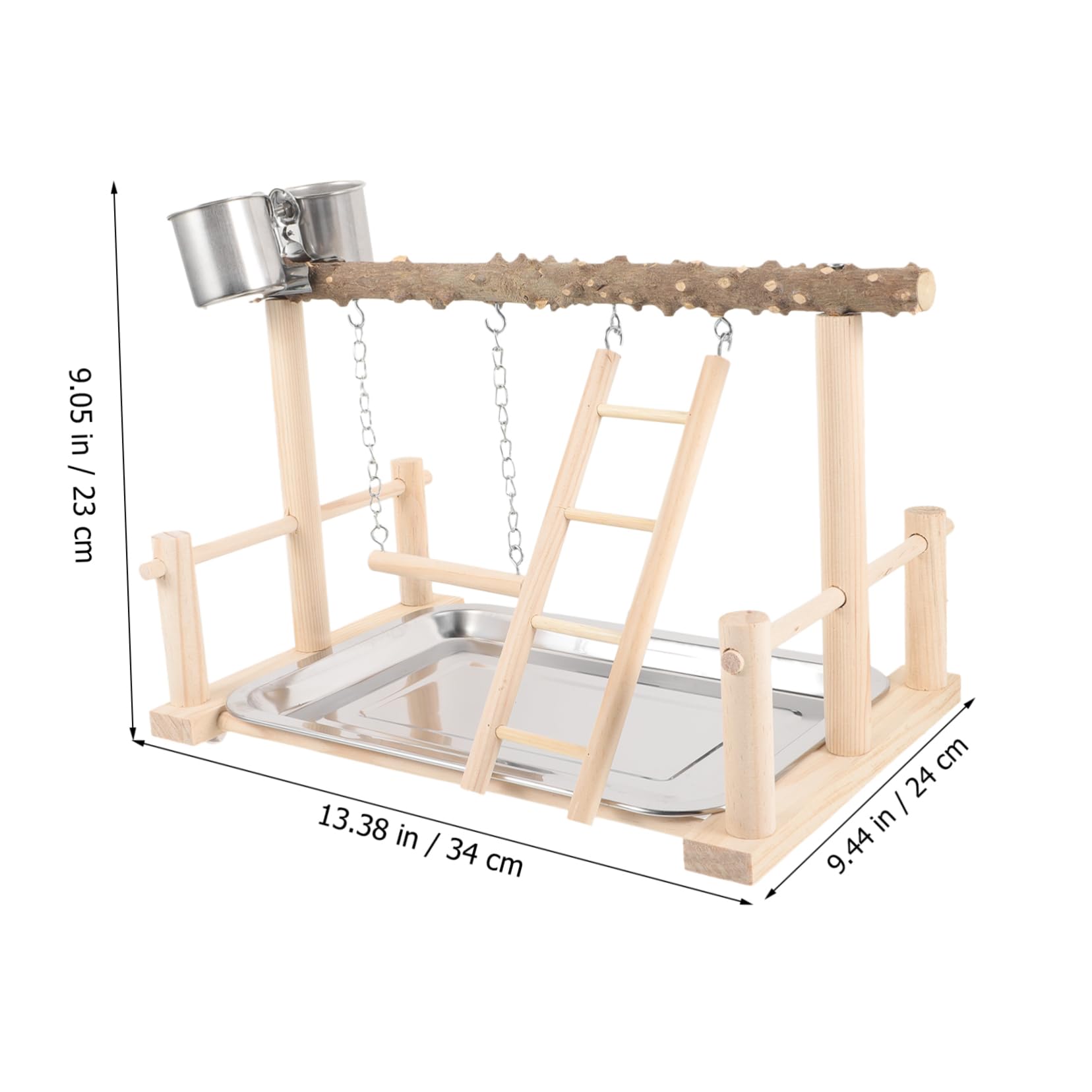 Happyyami 1set Posatoi Legno Per Pappagalli Piattaforma Interattiva Con Mangiatoia e Scala Accessori Per Uccelli Legno Naturale Spazio Per Giocare e Nutrire
