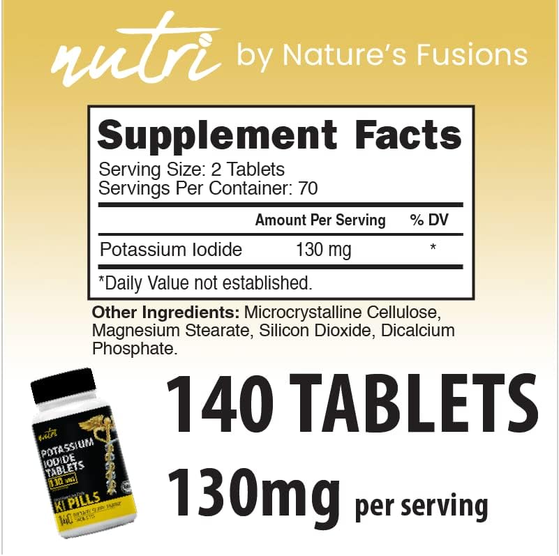 Nature's Fusions Potassium Iodide Tablets (Pack of 5) 130mg - 700 Tablets EXP 10/2032 - YODO Naciente - KI Pills - Yoduro de Potasio - Image 5