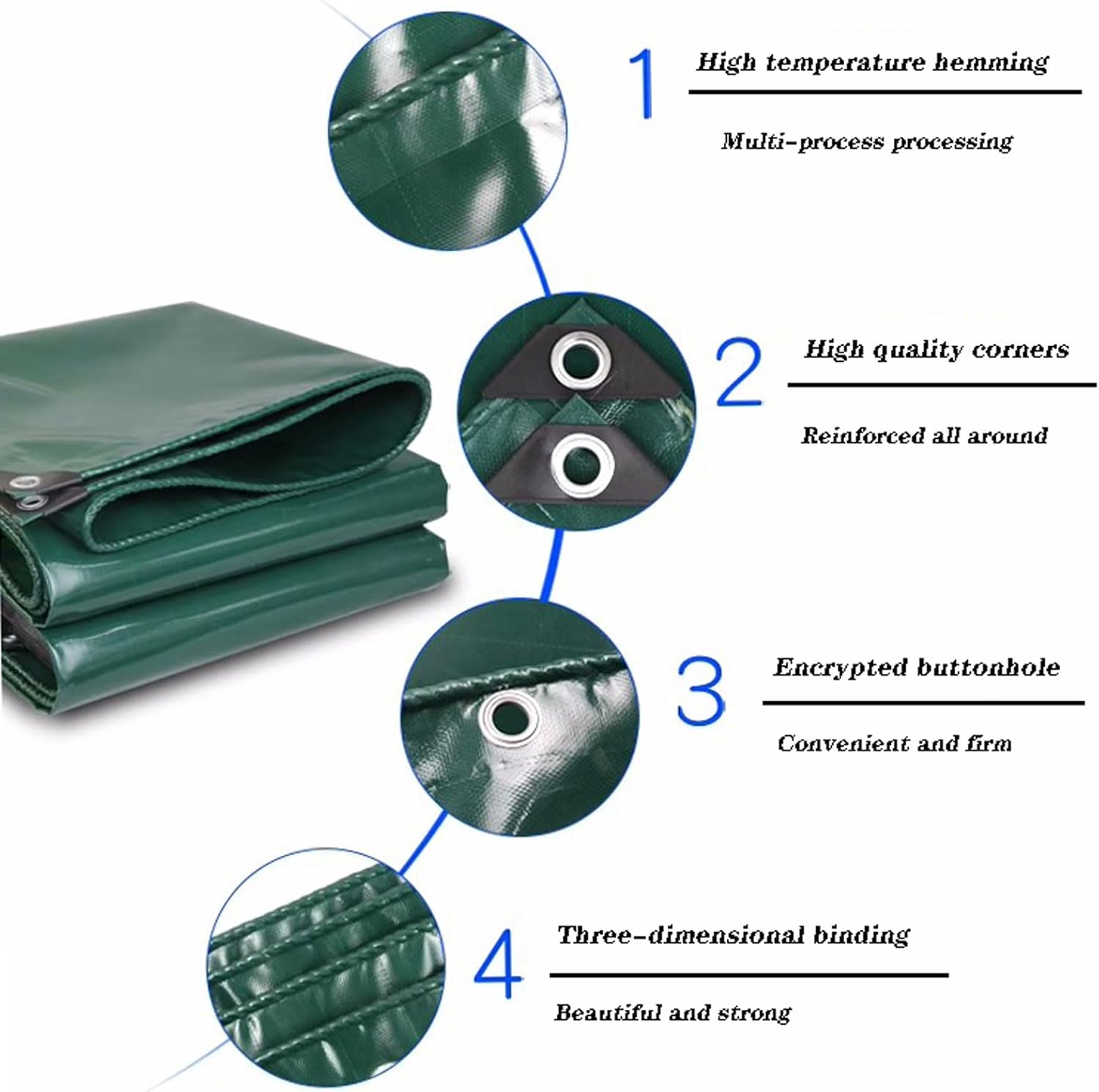 Extra Heavy Duty Tarp Cover 19.7x19.7ft, Large Tarps Heavy Duty Waterproof, 18 Mil Thick Waterproof Tarpaulin with Grommets, Boat Tarps Covers Rip and Tear Proof