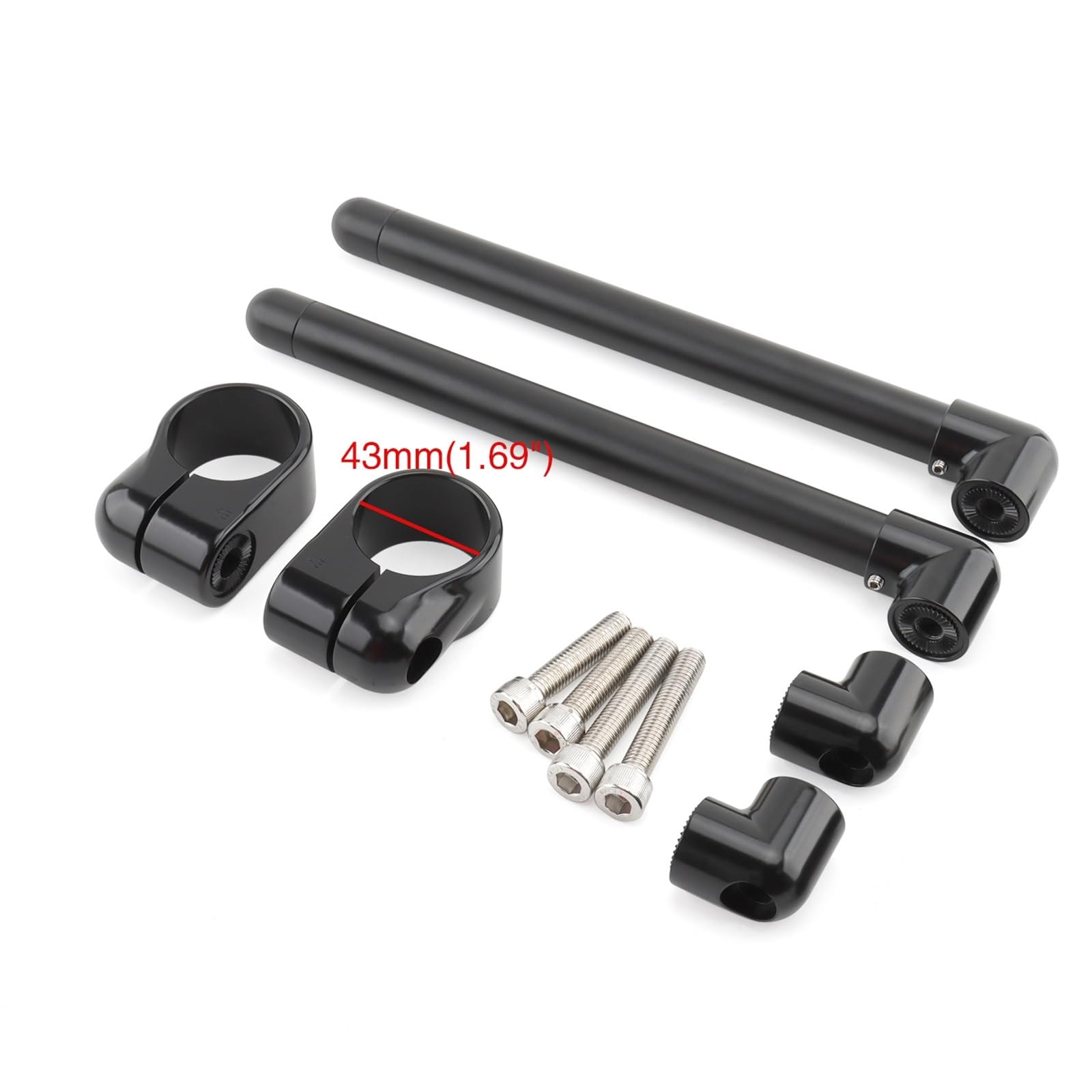 Riser Manubrio Moto Manubrio Per Moto Regolabile Nero Cafe Racer Split Clip On Forcella 31 35 39 45 49 50 52 58 Mm Manubrio Riser Rise Clamp Supporto Manubrio Moto(43mm)