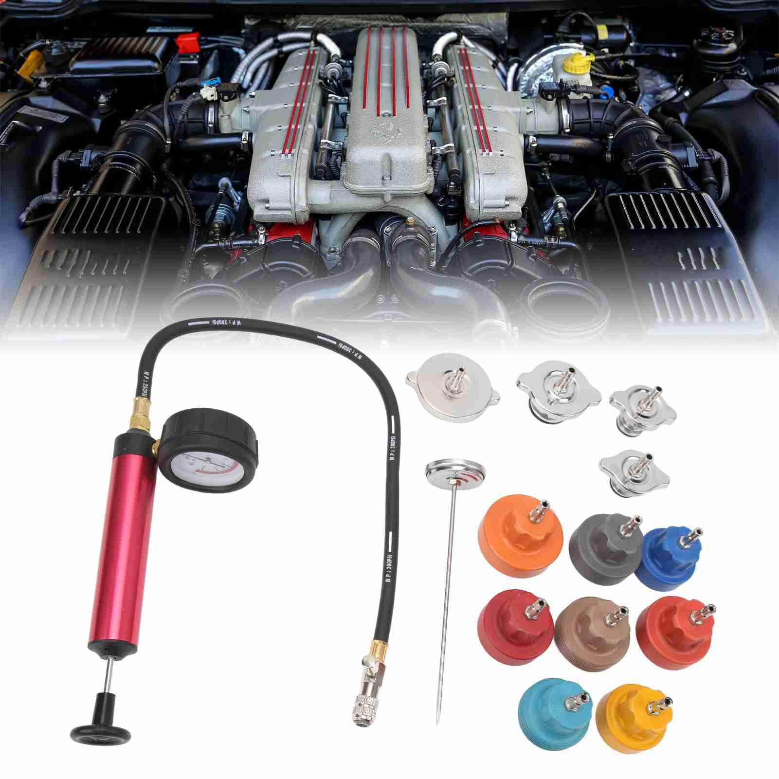 Kit de probador de presión de radiador de 0 a 35 Psi, repuesto de Detector de de refrigeración automotriz de alta precisión para