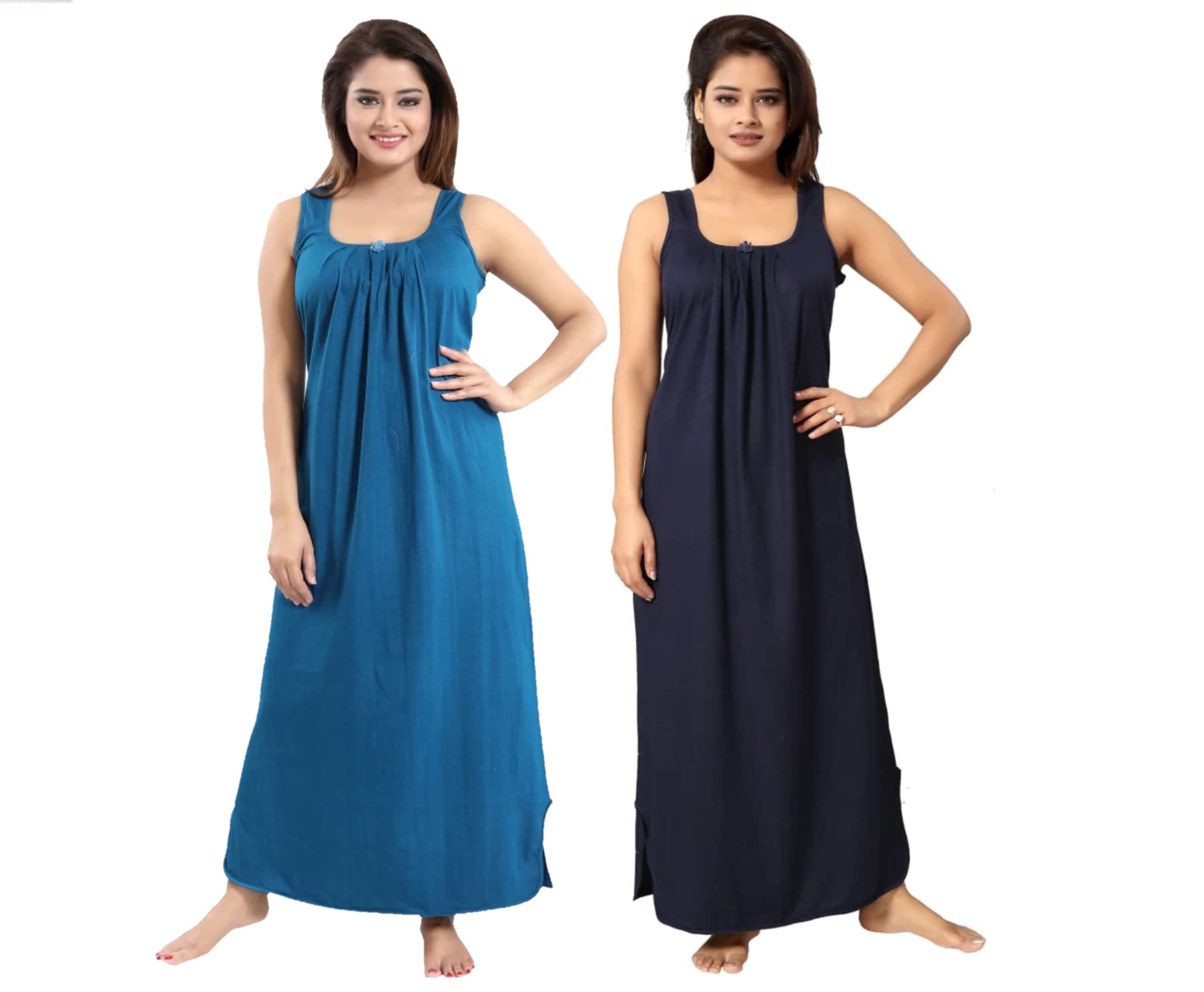 HosCot Women's Cotton Hosiery Sleeveless Maxi Nighty | Nighty Combo Pack of 2-picture-30