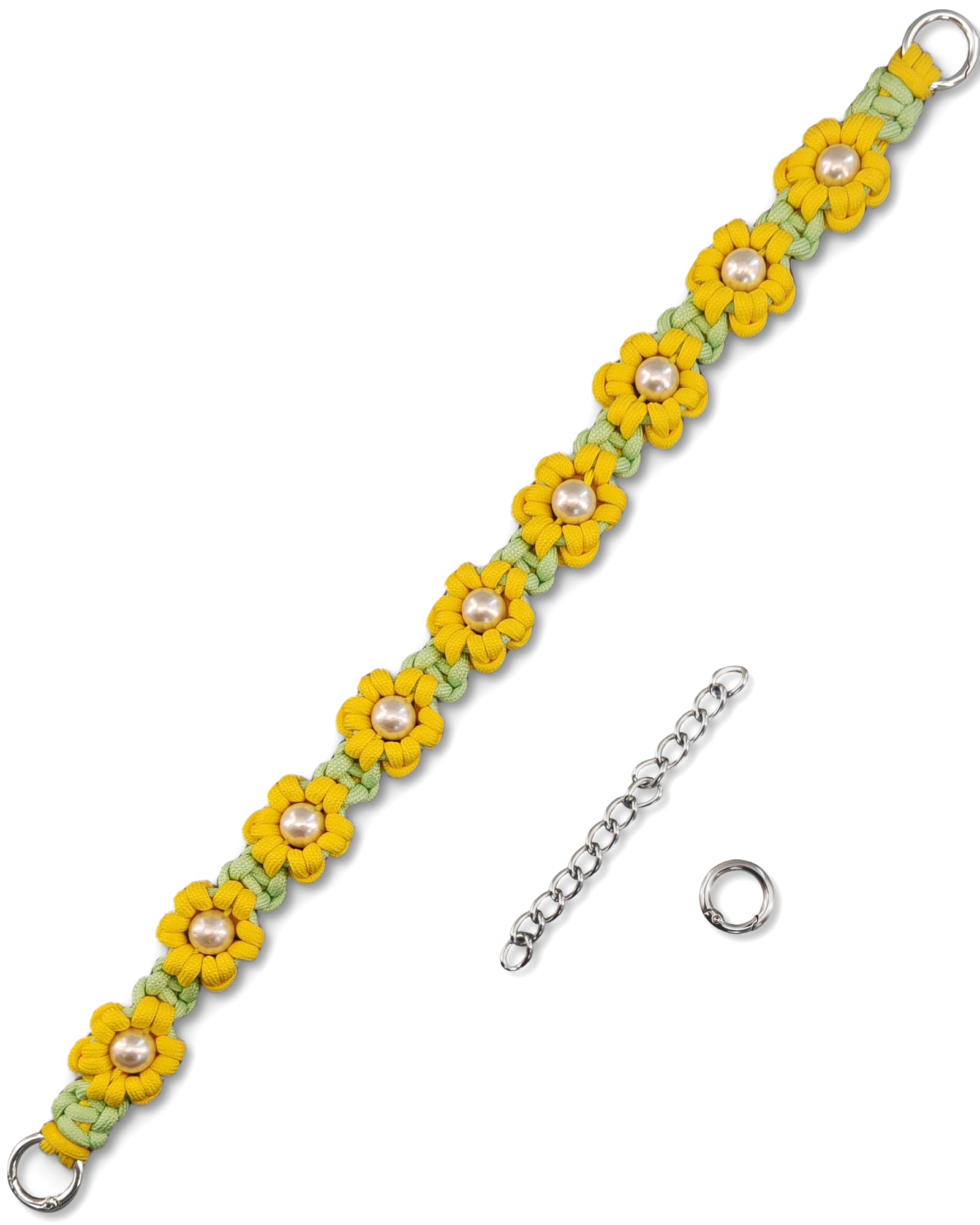 Boho Daisy Collier pour chien en paracorde fait à la main Motif marguerite Jaune Taille XL 50,8 - 61 cm