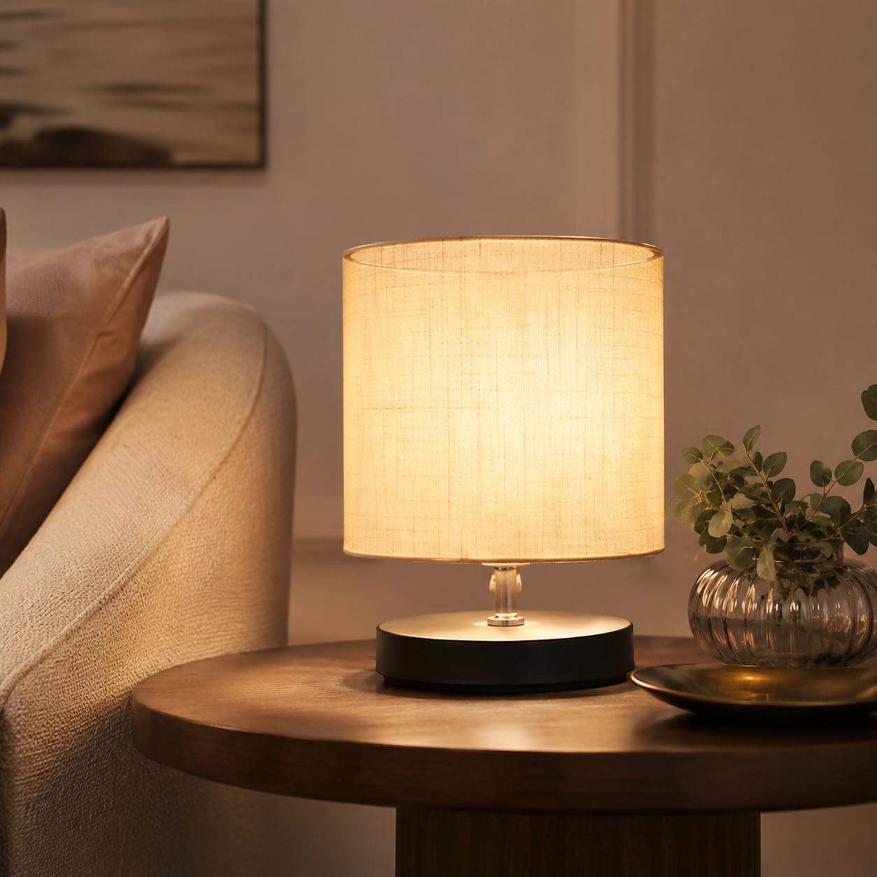 tu casa Black Metal Table Lamp for Home Decoration, Bedroom, Living Room, Lounge, Office, Festival Gifting, Study Table (Off White with Cotton Shade) H - 9" / No Blub-image-19