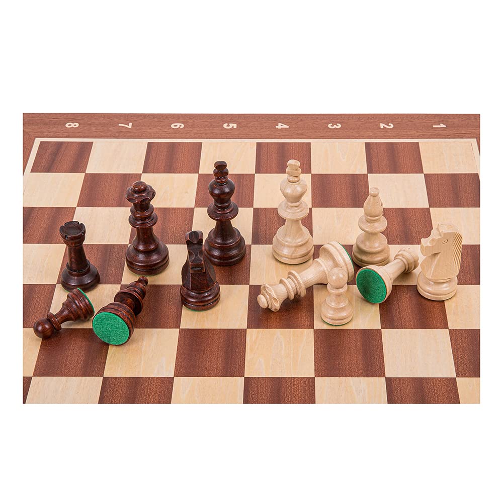 Square - Pro Schach Set Nr. 5 - Mahagoni LUX - Schachbrett + Schachfiguren Staunton 5 + Kasten - Schachspiel aus Holz