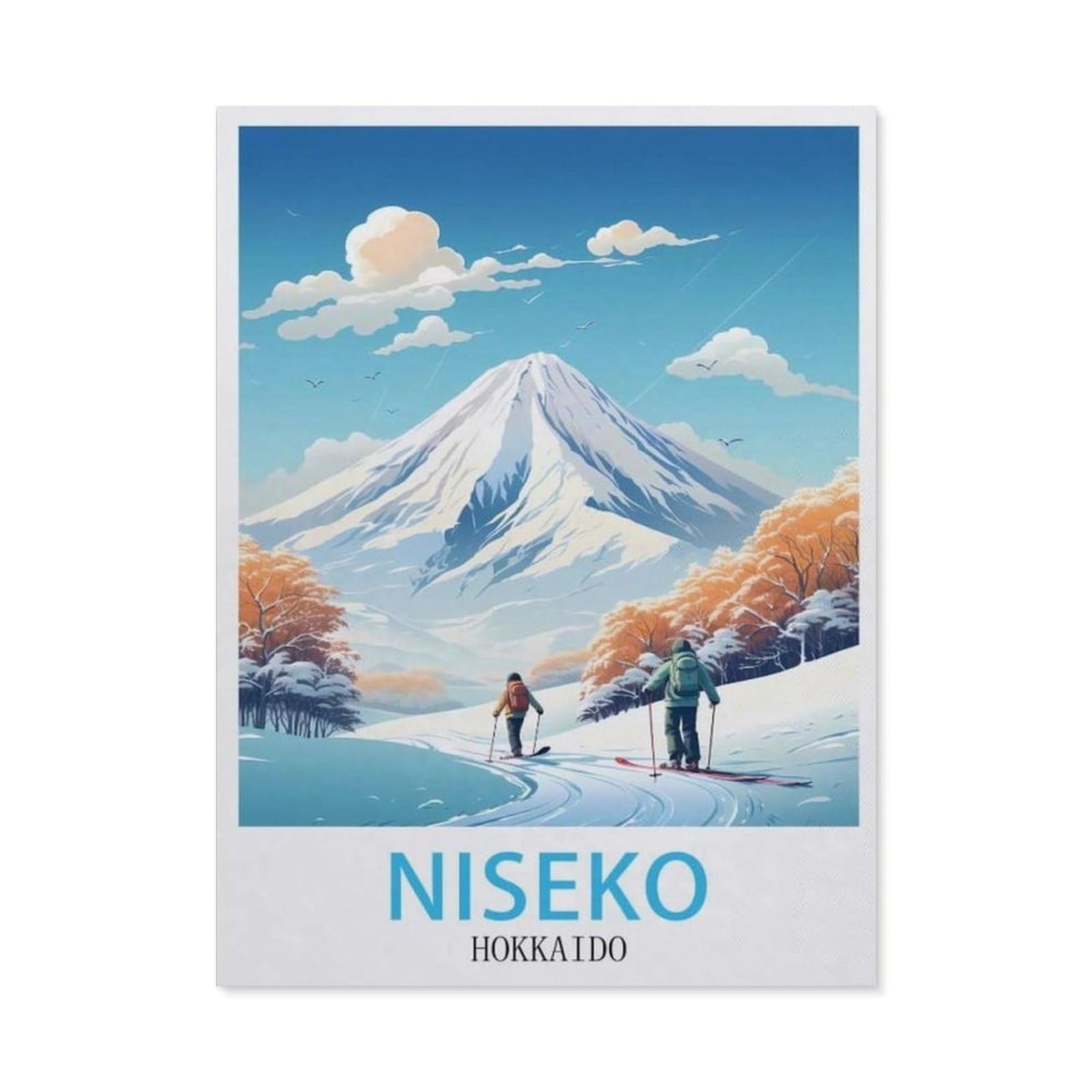 Jigsaw Puzzles for Adults 1000 Piece，Niseko Hokkaido vintage travel poster，Educational Games Brain Challenge Jigsaw Puzzles for Adult Kids（38x26cm）-AX46