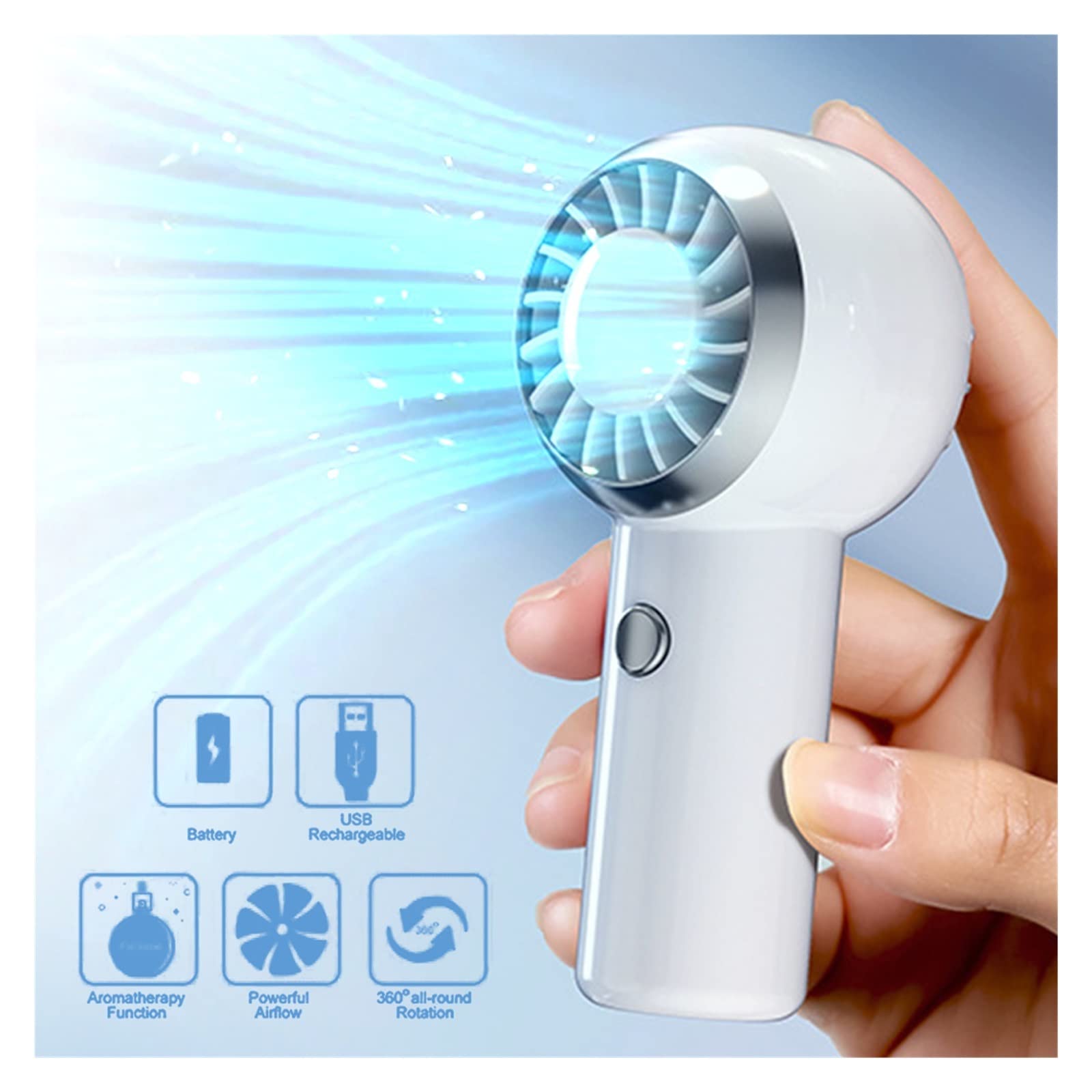 Ventilatore portatile portatile, silenzioso, mini ventilatore da collo ricaricabile USB, batteria da 2000 mAh, ideale per studenti, ufficio, uso esterno, design compatto