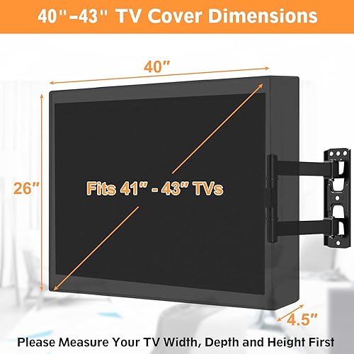 Miniatura 2 de ELIVED Funda de TV para exteriores de 41 a 43 pulgadas, resistente a la intemperie, tela gruesa 600D para televisores exteriores con bolsillo de