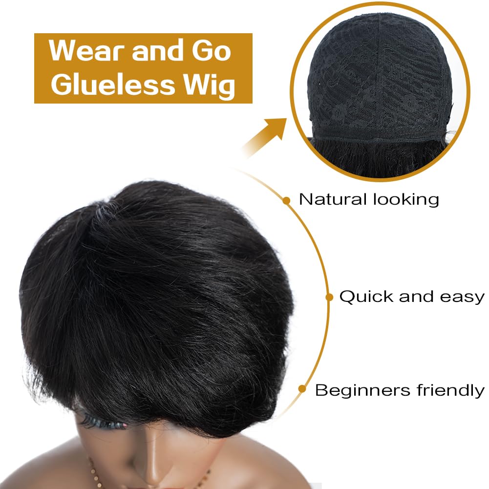 Amazon.com : JOEDIR HAIR Pixie Cut Wig Human Hair Short Wig  display picture 1