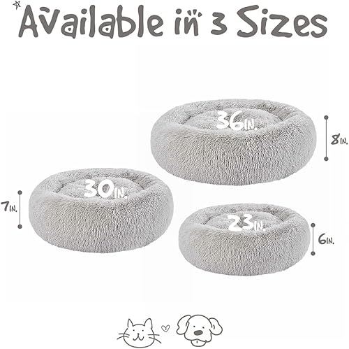 Miniatura 8 de Friends Forever Cama para Perros en Forma de Dona de Piel Sintética Mullida Calmante para Perros Pequeños, Sofá Suave y Afelpado Anti-Ansiedad para