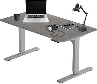 Progressive Desk Standing Desk 60x30. Dual Motor, 3 Stages Height Adjustable Stand up desks for Home Office, 60 inch -Grey Oak, Grey Frame