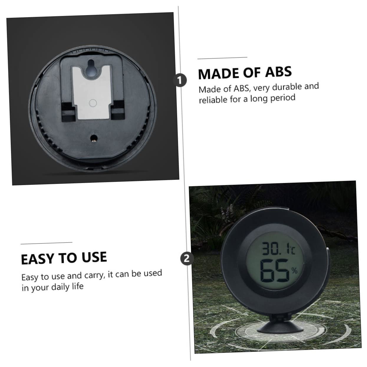 YARNOW 3pezzi Termometro e Igrometro Digitale per Rettili Monitor LCD con Sensore Integrato per Controllo Temperatura e umidità Rotazione Adatto Serbatoi e Terrari