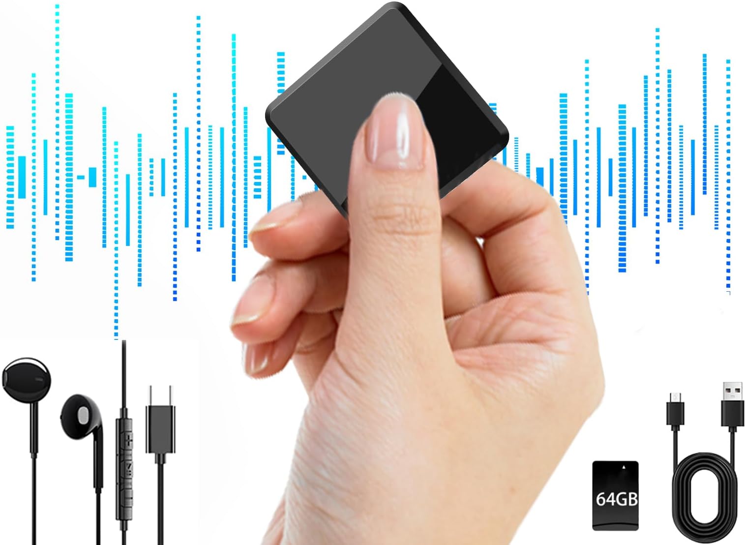 Recording Device-64GB(300Hours) Listening Devices for Spying-Voice Activated Recorder, Mini Voice Recorder Spy Hidden,Audio Recorder for Car,Meetings,Lecture,Interview