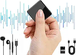 Dispositivo de gravação - 64 GB (300 horas) dispositivos de audição para espionagem - gravador ativado por voz, mini gravador de voz oculto, gravador de áudio para carro, reuniões, palestras,