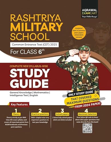 (Old Edition) Examcart Rashtriya Military School Class 6 Study Guide book In English for 2025 Exam