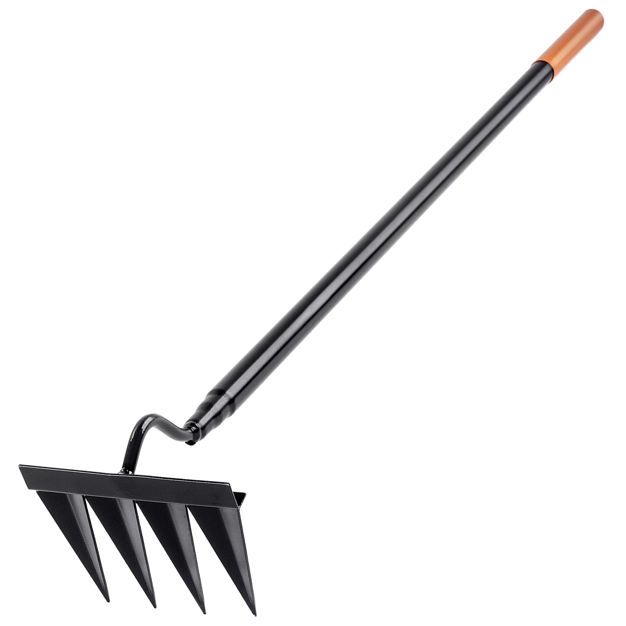 KADAX Azada para malas hierbas con 4 puntas afiladas, azada de jardín de acero altamente carbonizado para jardinería, herramienta de jardín para deshierbar, aflojar y airear el suelo (con mango de