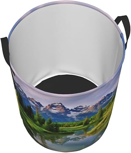 Miniatura 3 de Cesta circular con estampado de parque nacional, impermeable, cesta organizadora de lavandería, con asas, para ropa, juguetes, tamaño mediano