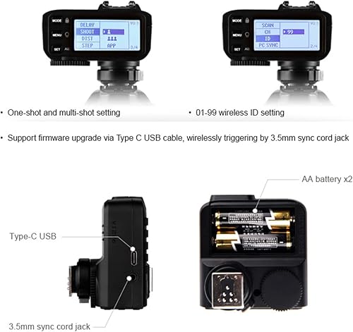 Miniatura 5 de GODOX X2T-N TTL Transmisor de disparador de flash inalámbrico con 2 receptores Godox X1R-N para cámara Nikon Flash Speedlight Speedlite, 18000s HSS,