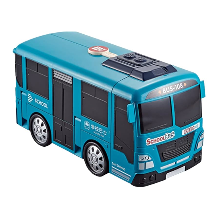 バス型おもちゃ 金属製 青と白 バス型おもちゃ 金属製 青と白 バス型おもちゃ 金属製 青と白