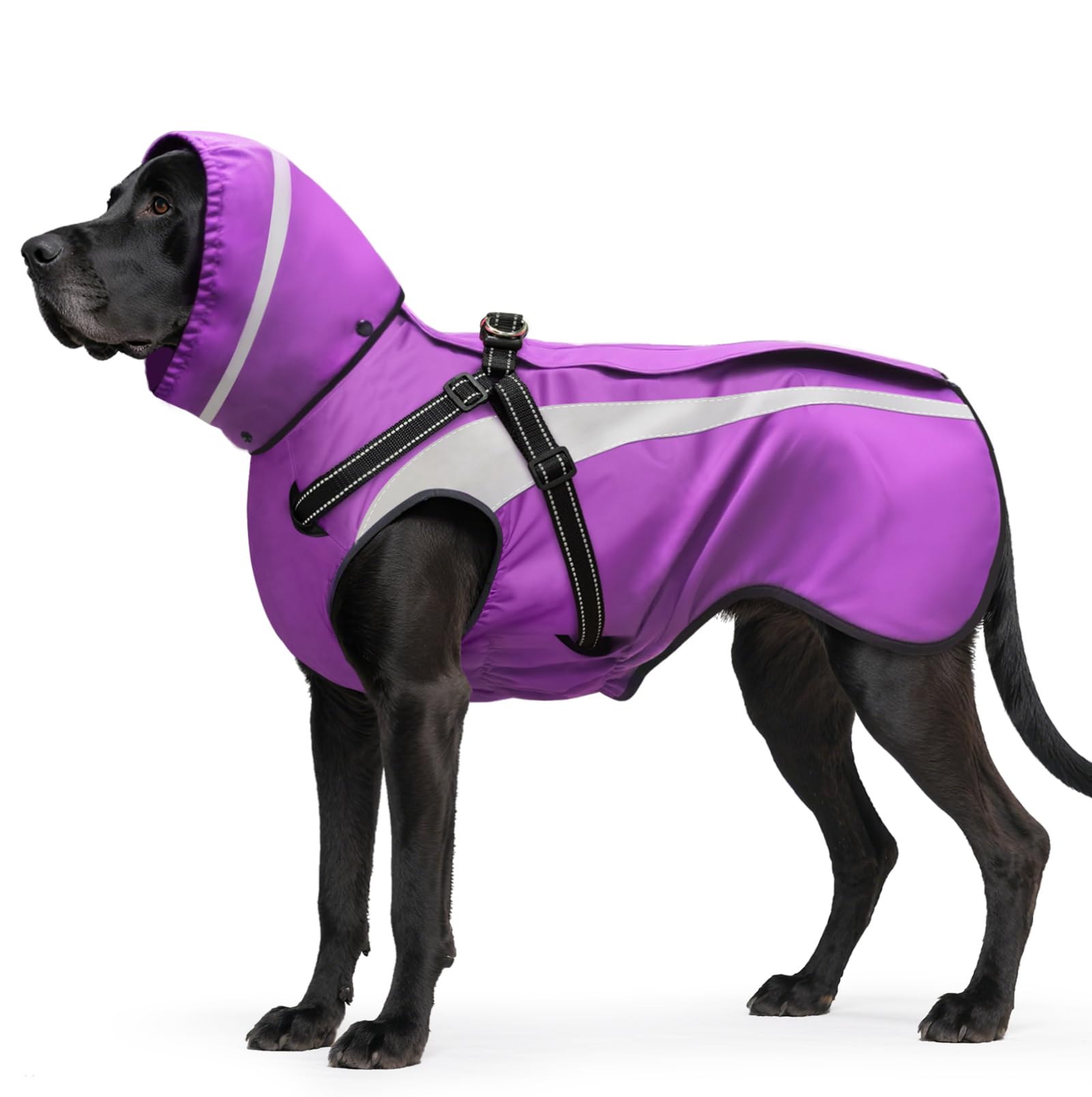 Oslueidy Dog Raincoat Waterproof Raincoats for Dog Reflective Dogs Rain Jackets with Hood Hoodie Pet Rain Poncho Coat for Small Medium Large Dogs Puppies S-XXL (Purple