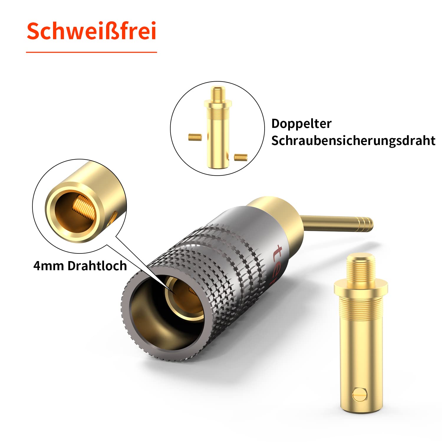 Tertullus 8 connettori a banana 2 mm per cavi 4 mm chiusura a doppia vite 8-20 AWG spinotto banana