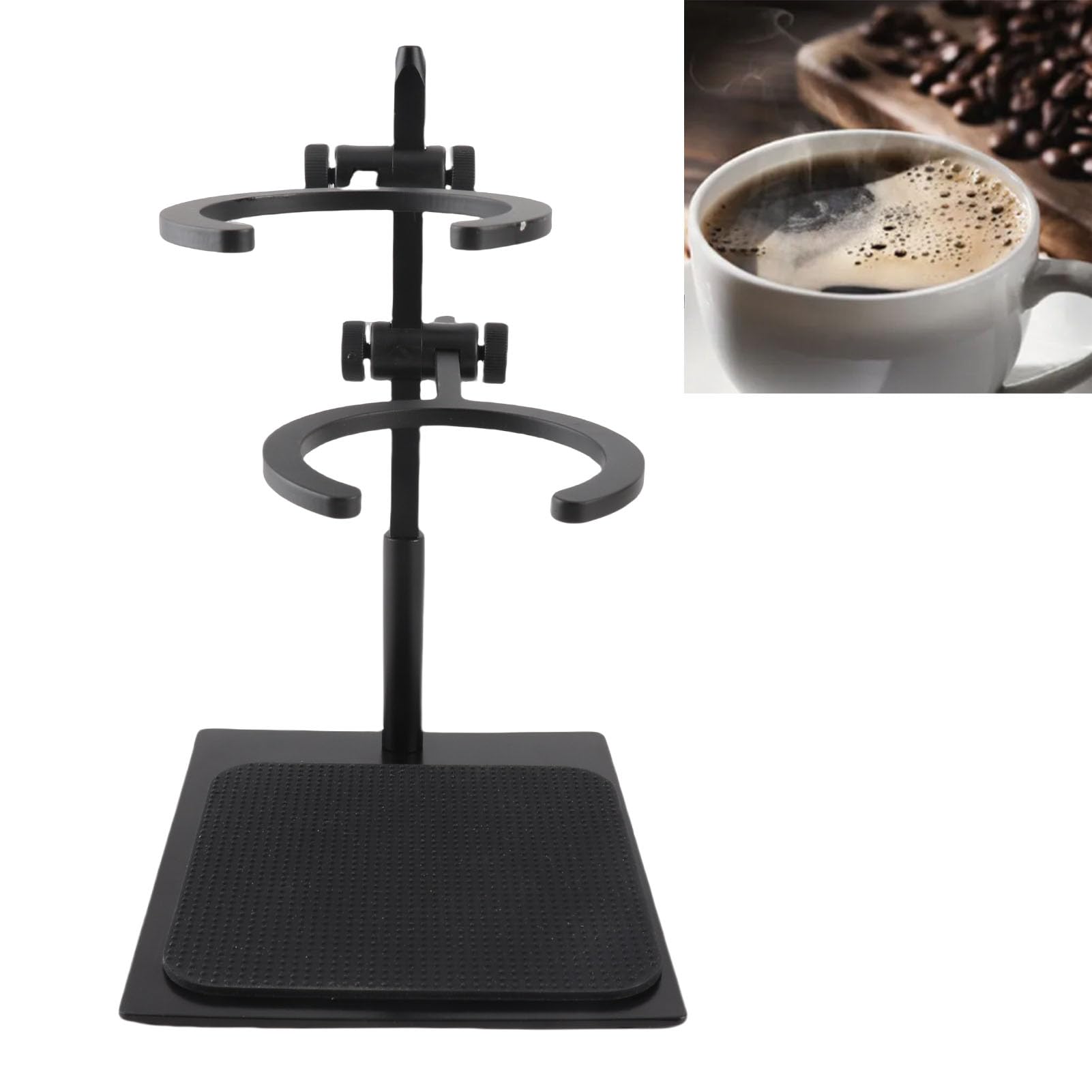 Ejoyous Supporto per Gocciolatore per caffè Versato Supporto per Preparazione Manuale del caffè in Lega di Alluminio con Altezza Regolabile Stazione a Doppio Strato Tazza con Filtro in Ceramica per