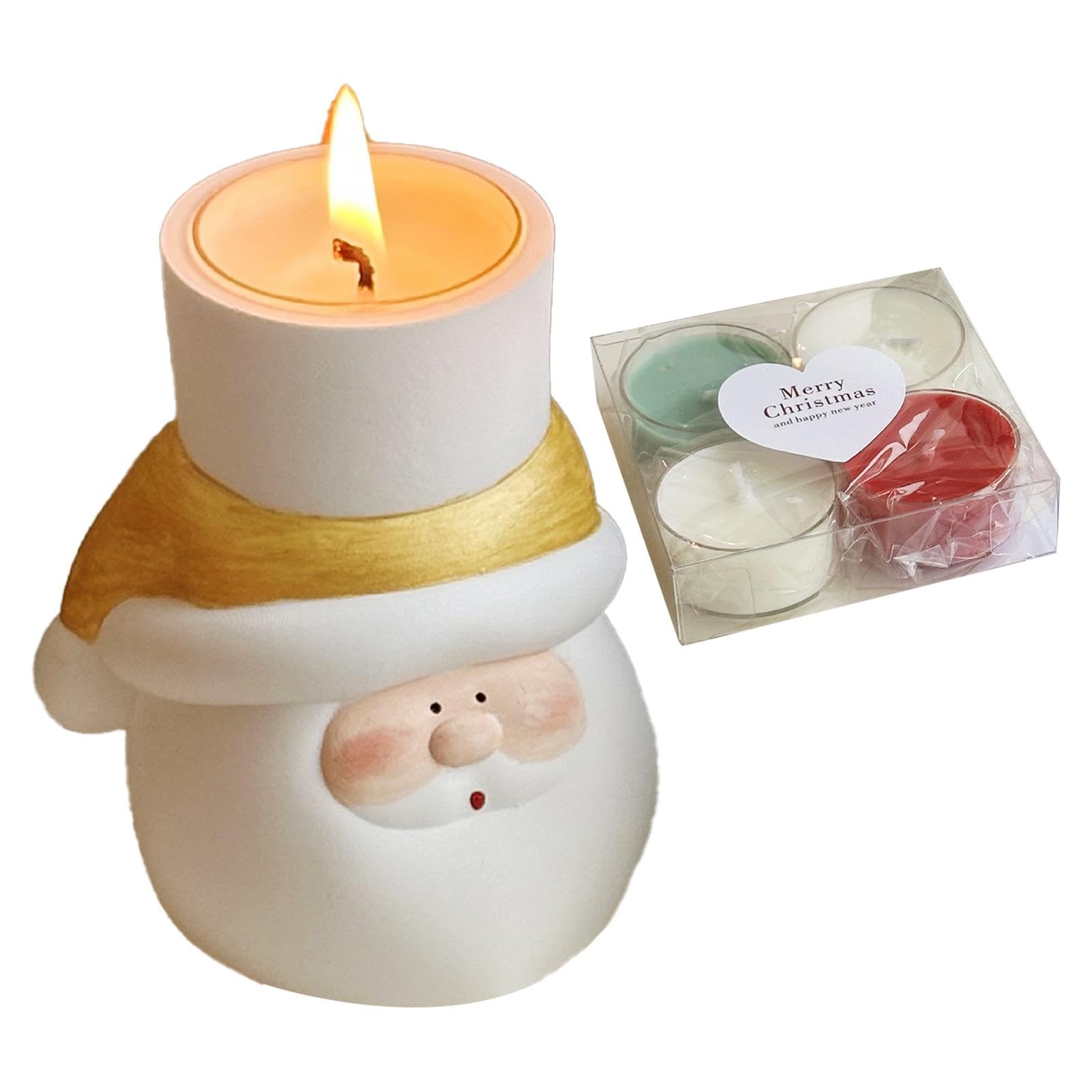 Candelero Candelita Navideño, Candelero Para Navidad - Decoraciones de portavelas de mesa navideña de Papá Noel | Candelabros navideños de artesanía creativa y divertida, decoración con 4 velas para i