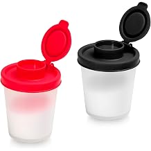 Salt and Pepper Shakers with Moisture Proof Lids, Medium Spice Dispenser for Sea Salt and Black Pepper, Plastic Salt Shakers for Kitchen, Camping, Travel, Picnic and Lunch Boxes