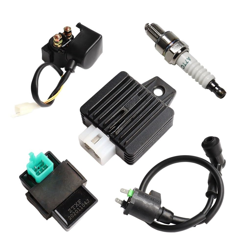 Relé Bobina de encendido para motocicleta, caja CDI 5 pines, solenoide, relé 4, regulador voltaje, kit chispa para 50 cc 70 90 110 125