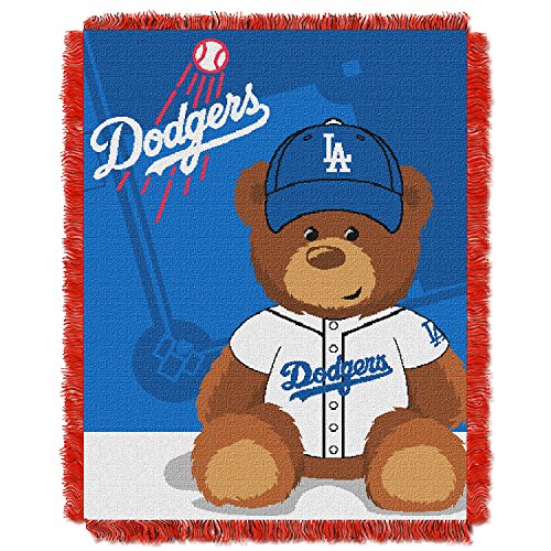 Image of Officially Licensed MLB Field Bear Baby Woven Jacquard Throw Blanket, Soft & Cozy, Washable, Throws & Bedding, 36" x 46"