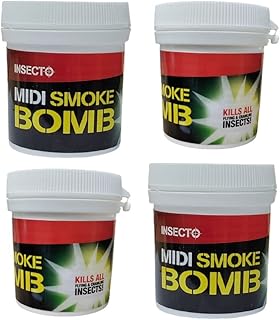 Insecto Smoke Bombs Fumer Smoke Bomb Fogger Pest Repeller Flea Killer Smoke Bombs Moth Fumigator Insect Bomb for Flies Bedbugs Moths Insects 15.5g pack of 4