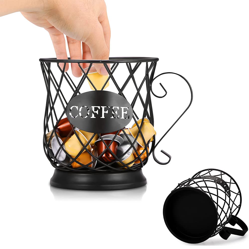Panier Coffee Porte Capsule Café, Support de Dosettes de Café, Panier à Capsules de Café, Panier de Rangement pour Capsules de Café, pour Capsules de café Tassimo, Nespresso, Dolce Gusto (Noir)