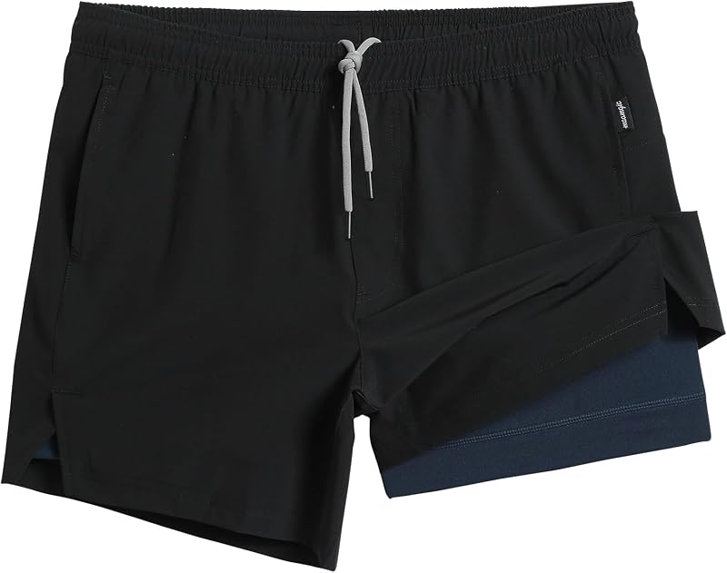 maamgic Pantalones cortos deportivos para hombre de 5.0 in, 2 en 1, de secado rápido